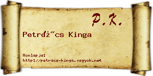 Petrács Kinga névjegykártya